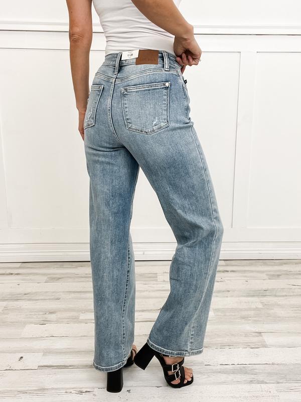 Judy Blue GREER Hi-Rise Straight Leg Non-Distressed Denim Jeans